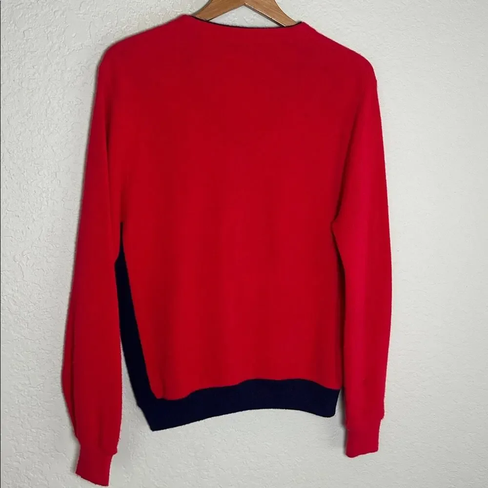 Vintage IZOD Men's Red Cardigan Sweater V Neck Preppy Old Money Country Club